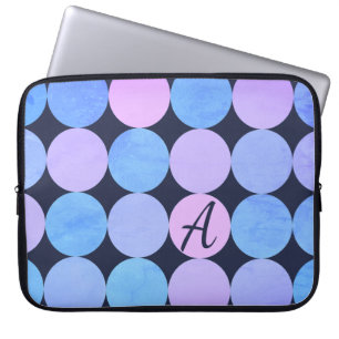 Monogramm des blauen Lila und rosa Kreises Laptopschutzhülle