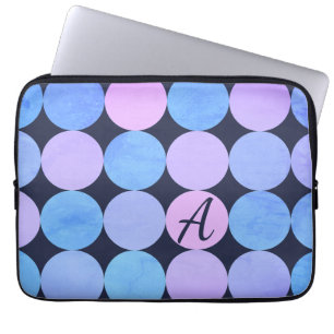 Monogramm des blauen Lila und rosa Kreises Laptopschutzhülle
