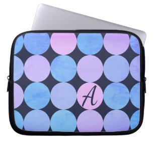 Monogramm des blauen Lila und rosa Kreises Laptopschutzhülle