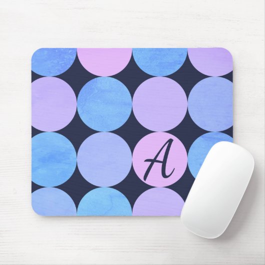 Monogramm des blauen Lila und rosa Kreises Mousepad (Mit Mouse)
