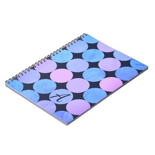 Monogramm des blauen Lila und rosa Kreises Notizblock (Linke Seite)