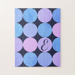 Monogramm des blauen Lila und rosa Kreises Puzzle