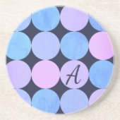 Monogramm des blauen Lila und rosa Kreises Sandstein Untersetzer (Vorne)