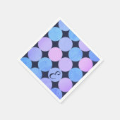 Monogramm des blauen Lila und rosa Kreises Serviette (Ecke)