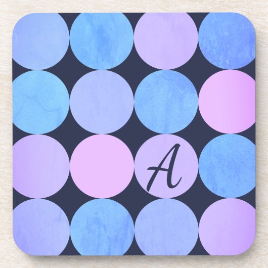 Monogramm des blauen Lila und rosa Kreises Untersetzer (Vorderseite)