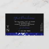 Monogramm des blauen, schwarzen Glitzer Visitenkarte (Rückseite)