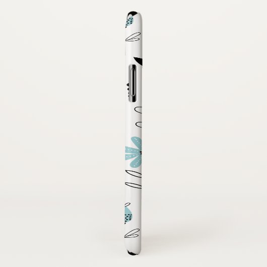 Monogramm des blauen skandinavischen Blumenmusters Case-Mate iPhone Hülle (Hinten/Rechts)