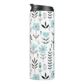 Monogramm des blauen skandinavischen Blumenmusters Thermosbecher (Nach rechts gedreht)