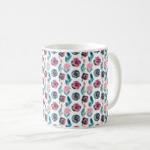 Monogramm des blauen und rosa Blumenmusters Kaffeetasse (VorderseiteRechts)