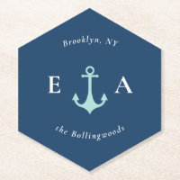 Monogramm des blauen und weißen Ankerpaares