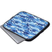 Monogramm des blauer Haifisch-Muster-| Laptopschutzhülle (Vorne Knopf)