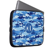 Monogramm des blauer Haifisch-Muster-| Laptopschutzhülle (Vorne Rechts)