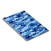 Monogramm des blauer Haifisch-Muster-| Notizblock (Rechte Seite)