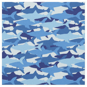 Monogramm des blauer Haifisch-Muster-  Stoff