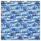 Monogramm des blauer Haifisch-Muster-| Stoff (Muster)