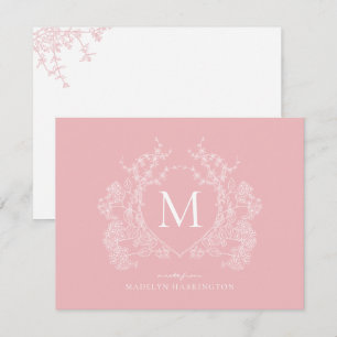 Monogramm des blindrosa Wappen Mitteilungskarte