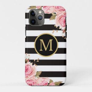 Monogramm des blorfarbenen Schwarzen und Weißen S Case-Mate iPhone Hülle