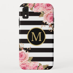 Monogramm des blorfarbenen Schwarzen und Weißen S Case-Mate iPhone Hülle