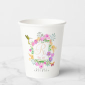 Monogramm des Blumengartens Pappbecher (Vorderseite)