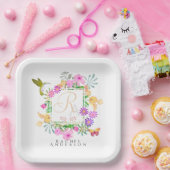 Monogramm des Blumengartens Pappteller (Party)