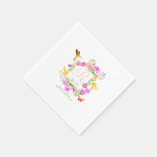 Monogramm des Blumengartens Serviette (Ecke)