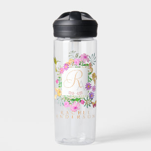 Monogramm des Blumengartens Trinkflasche