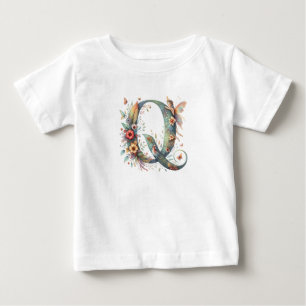Monogramm des Blumenkohles Q Baby T-shirt