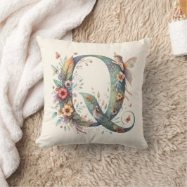 Monogramm des Blumenkohles Q Kissen