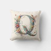 Monogramm des Blumenkohles Q Kissen (Vorderseite)