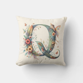 Monogramm des Blumenkohles Q Kissen