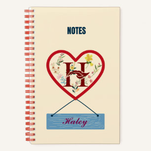 Monogramm des Blumenkohls - Name mit Letter H Notizblock
