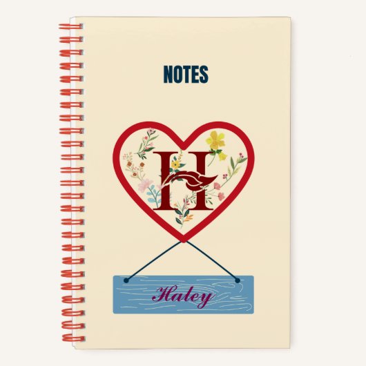 Monogramm des Blumenkohls - Name mit Letter H Notizblock (Vorderseite)