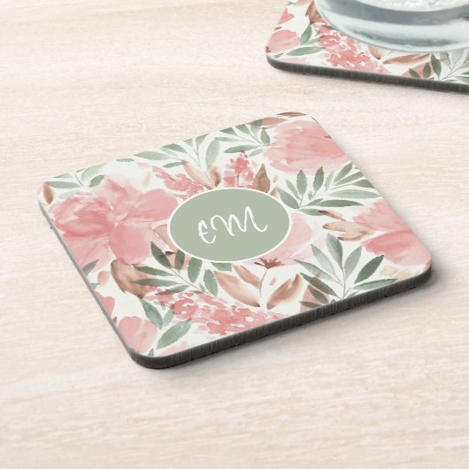 Monogramm des Blumenmusters Getränkeuntersetzer (Linke Seite)