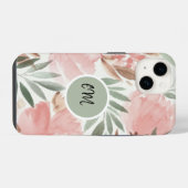 Monogramm des Blumenmusters iPhone Hülle (Rückseite (Horizontal))