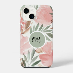 Monogramm des Blumenmusters iPhone 14 Hülle