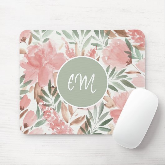 Monogramm des Blumenmusters Mousepad (Mit Mouse)