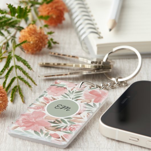 Monogramm des Blumenmusters Schlüsselanhänger (Vorderseite rechts)