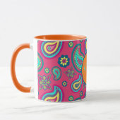 Monogramm des Bohemisch rosa Paisley-Muster-Indivi Tasse (Links)