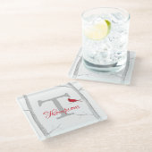 Monogramm des Botanischen Roten Kardinals Glasuntersetzer (Schrägansicht)