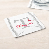 Monogramm des botanischen Roten Kardinals Rechteckiger Pappuntersetzer (angewinkelt)