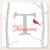 Monogramm des botanischen Roten Kardinals Rechteckiger Pappuntersetzer (Vorderseite)