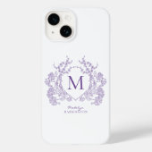 Monogramm des botanischen Violett-Wappen Case-Mate iPhone Hülle (Rückseite)
