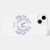 Monogramm des botanischen Violett-Wappen Case-Mate iPhone Hülle (Rückseite (Horizontal))