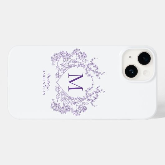 Monogramm des botanischen Violett-Wappen Case-Mate iPhone Hülle (Rückseite (Horizontal))