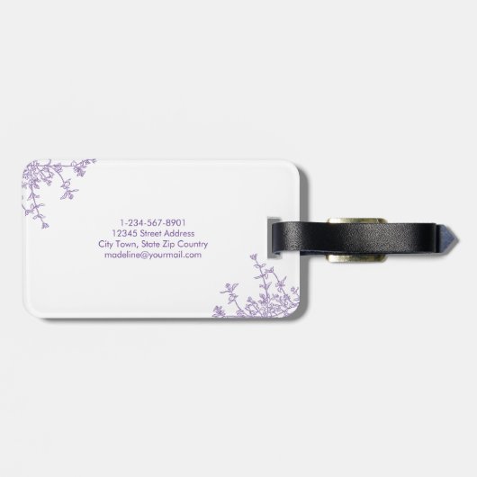 Monogramm des botanischen Violett-Wappen Gepäckanhänger (Rückseite horizontal)