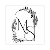 Monogramm des botanischen Wappen | Personalisierte Gummistempel (Prägung)