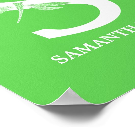 Monogramm des Buchstabens S Dragonfly Art Poster (Ecke)