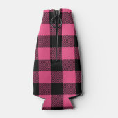 Monogramm des Buffalo-Karos in Schwarz und Rosa Flaschenkühler (Rückseite)