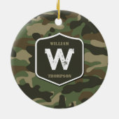 Monogramm des Camouflage Green Camouflage Arms Keramik Ornament (Hinten)