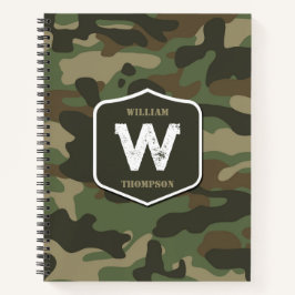 Monogramm des Camouflage Green Camouflage Arms Notizblock